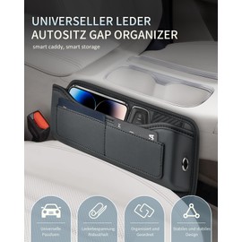 FLORICH Car Seat Gap Organiser, Universal Car Seat Gap Filler Organiser, Premium Leather Car Seat Gap Filler with Cable Hole for Mobile Phones, Cards, Keys for Car, SUV, Truck (Standard, 1 Piece)