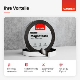 GAUDER GAUDER Magnetband selbstklebend I Magnetstreifen I Magnetklebeband (20mm x 6m)