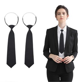 Goiern 2 Pieces Black Ties for Women, Long Tie, JK Uniform Tie, Narrow Tie, Adjustable Tie for Girls, Graduation, Business Wedding, black