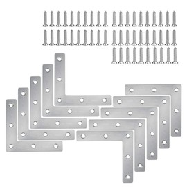 XFentech 5-12 Pieces Stainless Steel Flat Corner Brace - L Shape Repair Joining Mending Flat Plate Bracket with Screws, with Screws, 80 * 80mm