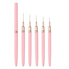 Pack of 5 Nail Art Brushes, Professional Nail Art Brush Fineliner, Nail Design Brush, Nail Dotting Tool for DIY Nail Art Salon Design, Pink