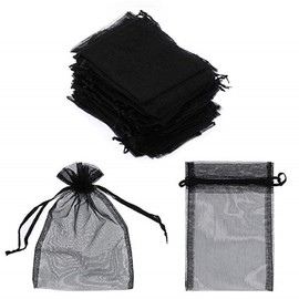 50 pcs Organza Gift Bags 5x7 inch Black Drawstring Organza Jewelry Party Wedding Favor Party Festival Gift Bags Candy Bags (Black 50pcs, 5 * 7 IN)
