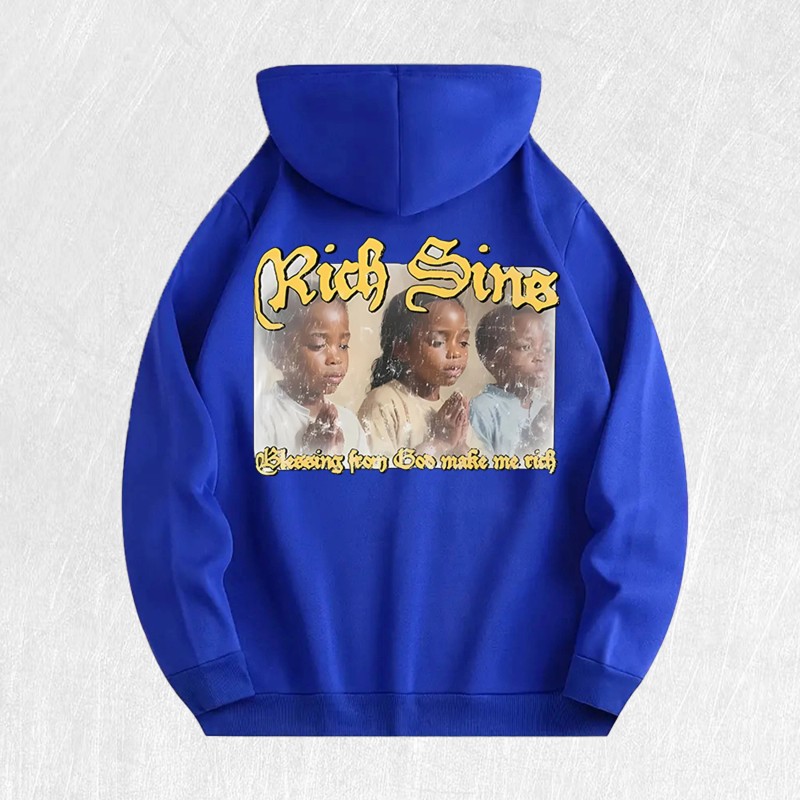 Rich Sins Graphic Hoodie 100% Cotton US Warehouse 6 ColorsColor: