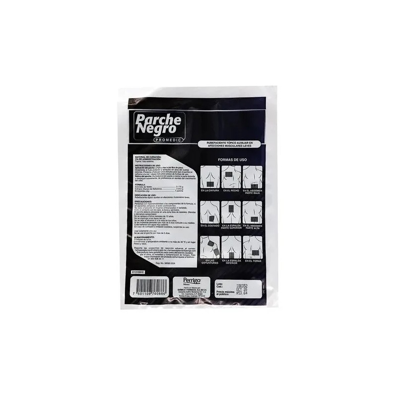 Parche Negro Para Dolores Musculares 1 Pza