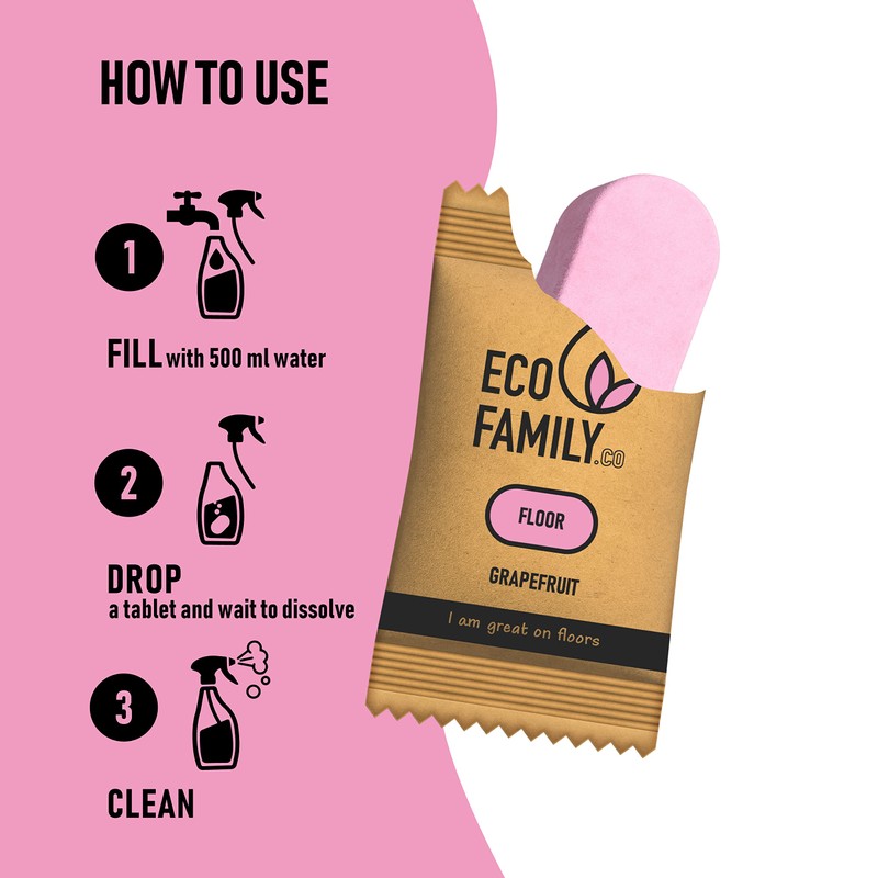 Eco Family, Floor Cleaning Tablets Refill (6x 8g) | Eco-Friendly,