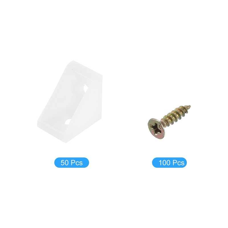 sourcing map 50Pcs 90 Degree Plastic Corner Braces, 20x15x20mm Nylon