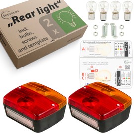 fouraces trailer lights - 2 set, with wiring diagram, tail light, rear light, accessories, lamps for car, caravan, van, truck - tail lights