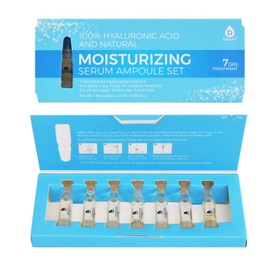 100 Hyaluronic Acid And Natural Moisturizing Serum Ampoule Set,Anti Aging Anti Wrinkle, 7 Day Treatment For All Skin Types                            
