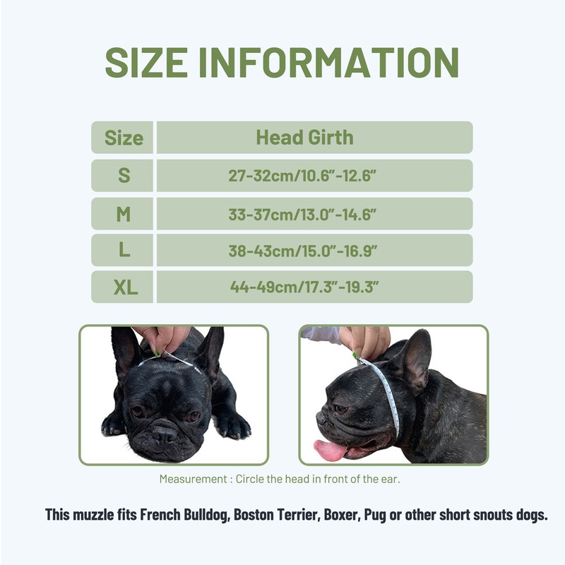 Dog Muzzle for Short Snout Dogs Breathable Holes Prevent Biting