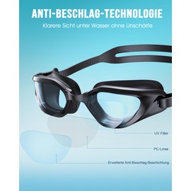 Zeligerstar Swimming Goggles, Goggles Swimming Adult with 3 Sizes Nose Bridges, Anti-Fog UV Protection No Leaking Adjustable Swim Goggles for Men Women Junior