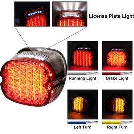 PXPART - Luz trasera LED ahumada tipo freno, intermitente trasera con placa de matrícula para Harley Sportster Dyna Road King Electra Glides FLST Super Glides Street Bob
