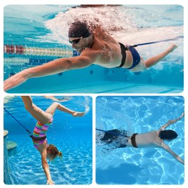 ROLMZJX Swim Training Belts,4M wimming Training Resistance Belt, Swim Tether Stationary Swimming, Adjustable Swim Trainer for Pool Resistance Training (with Professional Swimming Goggles)