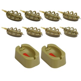 Snyvpra Method Feeder Set 8 x Fishing Feeder with Bait Shaper - 15 g 20 g 25 g 30 g 35 g 40 g 50 g 60 g Flat Method Feeder Carp Fishing Accessories Fishing Equipment