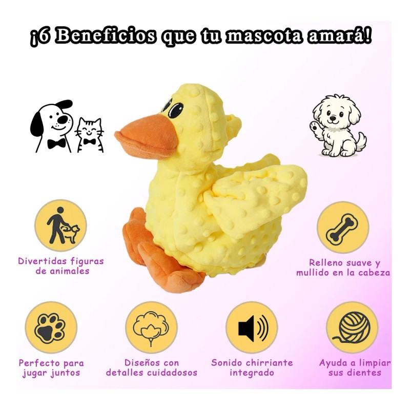 Patito De Peluche Chillón Para Perros Juguete Interactivo M Amarillo