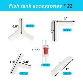 OUDQFCJ Pack of 26 Air Pump Accessories Aquarium Accessories Oxygen Stone Check Valves Suction Cups Regulator Valve Y/T/L/I Shape Plug Standard Aquarium Accessories (Transparent)