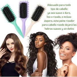 Triko Cepillo Definidor de Rizos, Peines para Cabello Rizado, Cepillo para Peinar y Dar Forma a Rizos Hombres y Mujeres, Cerdas de Nailon, Oblongo, Flexible,unisex (Verde).