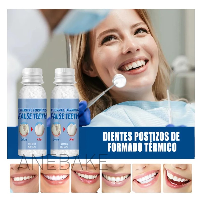 Anebake Kit 2pzs Perlas Reparadoras Blanqueadoras Para Dientes Postizos 30ml