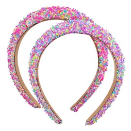 Ipetboom 2 Pcs Wide Padded Headbands for Women Comfortable Non Slip Hair Accessories Purple for Holiday Events Everyday Fashion