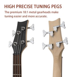 Ktaxon 4 String Electric Bass Guitar, Full Size Standard Right Handed Rosewood Fingerboard Beginner Kit with Cable Wrench Tool (Upgraded Natural With AMP)