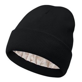 American Trends Beanies Hat for Men Women Knit Cuffed Skull Watch Cap Daily Winter Warm Hats Gifts Black