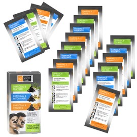 Global Beauty Care Premium 18 Nose Cleansing Strips VARIETY PACK Charcoal with Tea Tree, Witch Hazel, & Vitamin C For Blackheads Removal Strips - 18 Ct