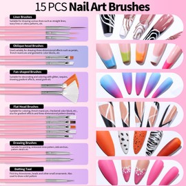 FANDAMEI Nail Art Tools, Nail Tools For Nail Art, Press On Nail Design Tools, Nail Art Kit With Nail Brush, Acrylic Nail Tools, Nail Stand, Nail Cutters For Nail Tips, Acrylic Nail Clippers