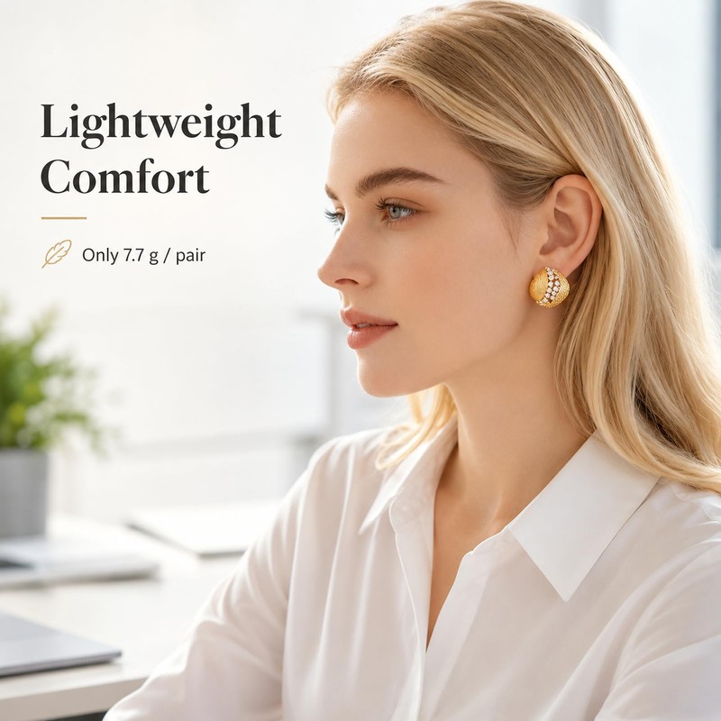 14K Gold Plated Hypoallergenic Stud Earrings for Women, Sparkle Cubic