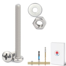 Screw & Bolt Assortment Sets - 240PCS Stainless Steel Nuts and Bolts Assortment Kit, M4 Phillips Pan Head Machine Screws in Box with Tools for Cabinet Drawer Cupboard Closet Handles Outlet Box