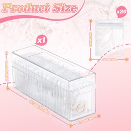 SNOMEL Acrylic Jewelry Box Organizer, Clear Jewelry Organizer with 20 Portable Anti Tarnish Jewelry Bags, Travel Jewelry Organizer Storage Case for Earrings Necklaces Rings (Transparent)