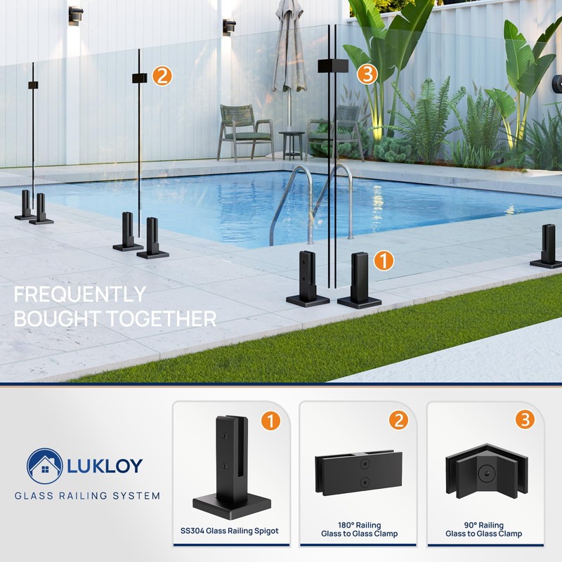 LukLoy Designed for 10mm Glass Railing, 4 Pack 3lb Heavy