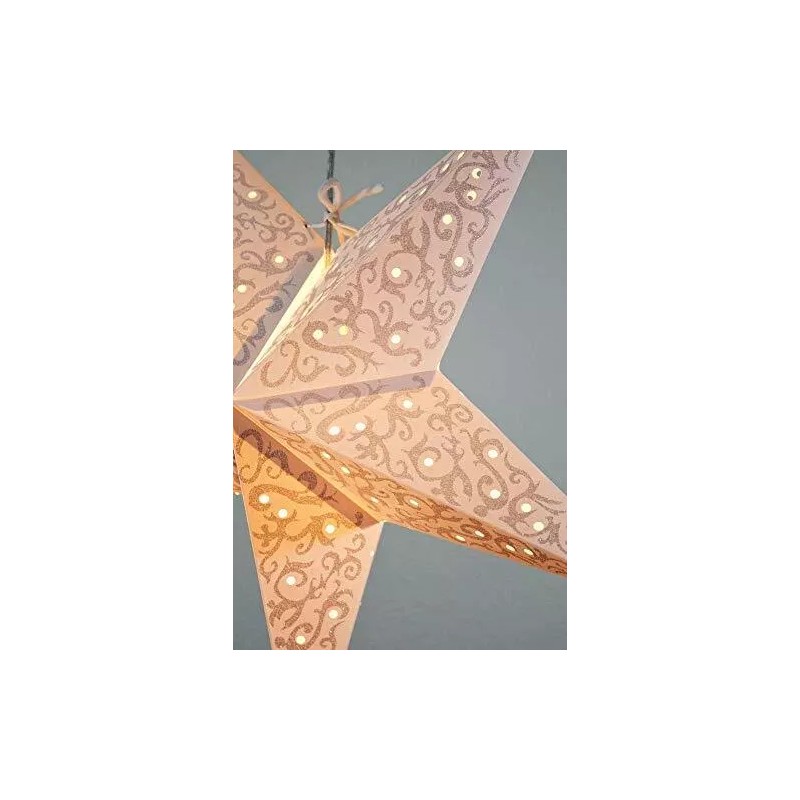 Quasimoon 24" Gold Bramble Glitter Paper Star Lantern, Hanging Decoration
