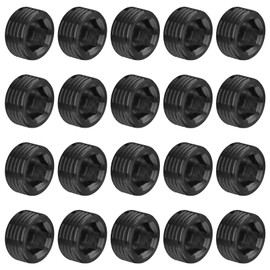 Glarks 20Pcs Carbon Steel 1/2'' NPT Male Pipe Plug Fitting Assortment Set Internal Hex Thread Socket Pipe Plug Kit