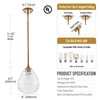 Homebelife Transparent Clear Hammered Glass Pendant Light with Brass Gold