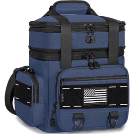 Expandable Tactical Lunch Box, Large Insulated Lunch Cooler Bag 16L Heavy Duty Leakproof for Men Adults Work Office Outdoor Picnic Trips Durable Zip lunchbox - Color: D-Blue, Size: 16L