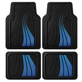 Road Comforts Car Floor Mats Full Set – Front & Rear Car Floor Mats with Aluminum Design, Anti-Slip Backing, All-Weather Protection, Trim-to-Fit Car Mats for Most Sedans, SUVs & Vans - - Blue