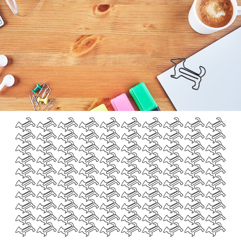 100pcs Dog Shape Paper Clips Creatively Cute Plated Metal Bookmark