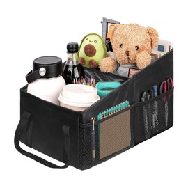 Grekos Car Seat Organizer, Back Seat Car Organizer, Backseat Car Organizer with Divide, Handles and Multiple Mesh Pockets, Passenger Seat Organizer, Collapsible Small Car Seat Storage Organizer