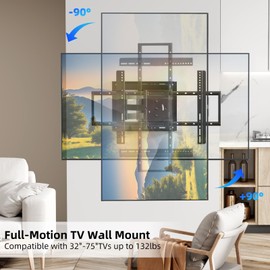 Long Arm TV Wall Mount,Corner TV Wall Mount for 37-75 Inch TVs
