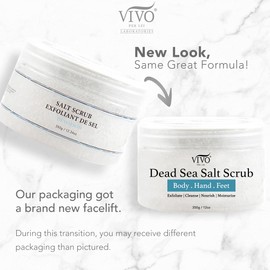 Vivo Per Lei Dead Sea Salt Scrub - Body Exfoliating Scrub with Dead Sea Minerals - For Hands, Feet & Body - Pack of 2