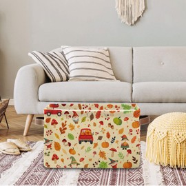 REETOOK Fall Gift Basket for Women, Large Maple Leaf Cart Fall Basket, Farm Harvest Storage Organizer with Handles for Clothes Toy Book for Birthday Christmas Thanksgiving Day 14.9 x 11 x 9.4 inch