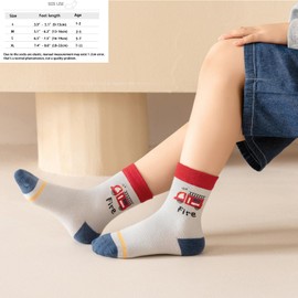 Zumou Toddler Kids Little Boys Fashion Cotton Crew Socks 10 Pack (1-2T fire engine 2#)
