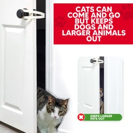 FlexLatch Cat Door Holder Latch - Bright White Cat Door Alternative Installs Fast Flex Latch Strap Let's Cats in and Keeps Dogs Out of Litter & Food. Safe Baby Proof One Piece No Measuring Extra Easy