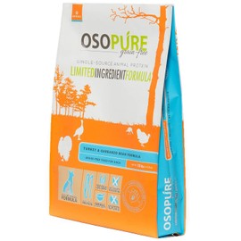ARTEMIS Grain Free Dry Dog Food - OSOPURE Limited Ingredient Diet Turkey Garbanzo Bean Formula Protein Health Nutrition All Life Stages 10lb Bag
