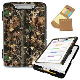 Clipboard with Storage,8.5x11 High Capacity Nursing Clipboards with Pen Holder and Low Profile Clip,A4 Plastic Storage Clipboard for Nurses,Teachers,Lawers,Deer Hunting Tree