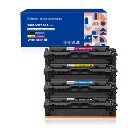 206A Toner Cartridges 4 Pack (with Chip) Replacement for HP W2110A 206X 206A Toner Cartridges for HP Color Laserjet Pro M255dw M255nw Color Laserjet Pro MFP M282nw M283cdw M283fdn M283fdw Pinters