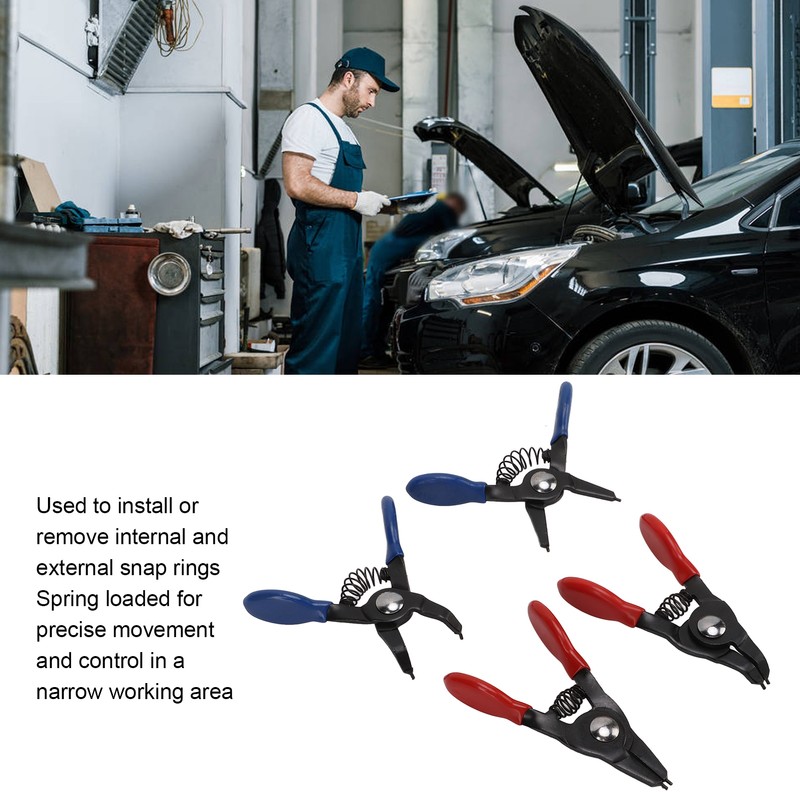 4pcs Mini Snap Ring Plier Set Universal Metal Spring Loaded