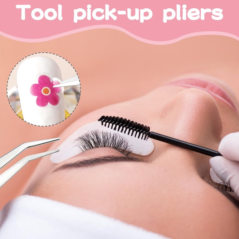 Simsky 2pcs Eyelash Extension Tweezers False Eyelash Extension Tweezers