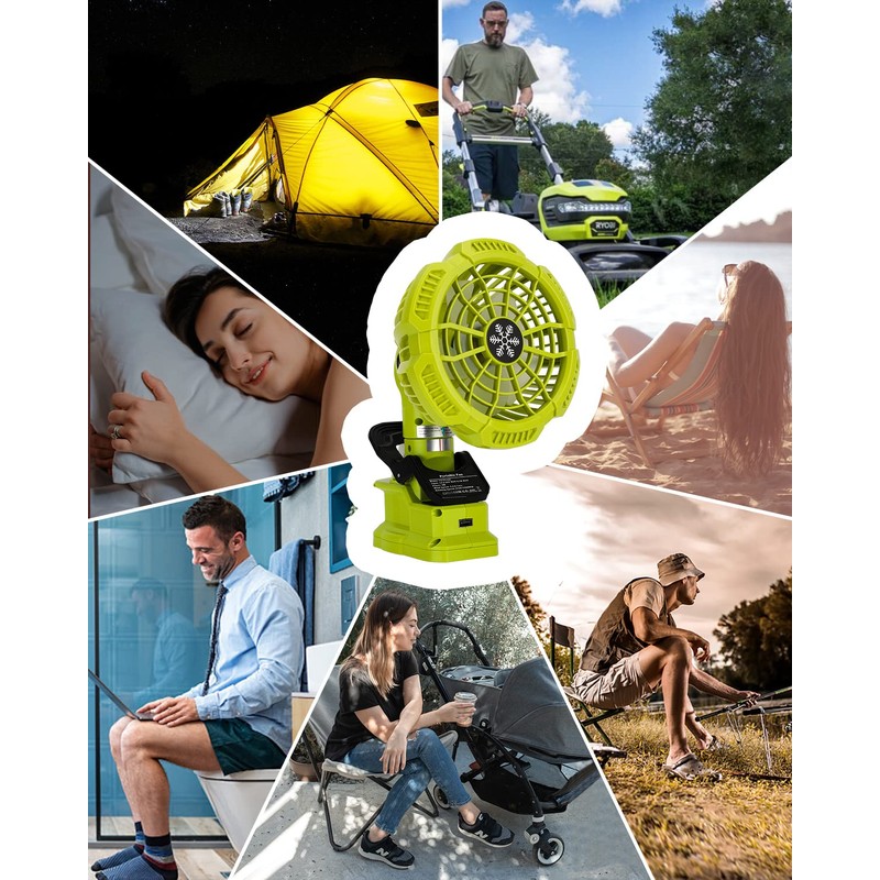 Taingwei Portable Clip on Fan for Ryobi 18v Battery,Battery Powered
