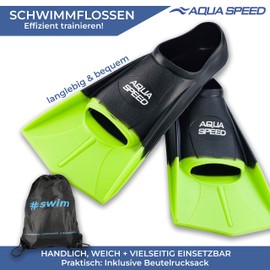 Aqua Speed FUSION Long swim fins for adults and children + ULTRAPOWER #SWIM | training fins | swim | diving | black/neon-green/38 | Size:31/32