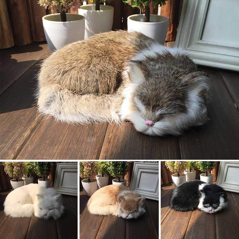 GeKLok Simulation Sleeping Cat Toy, Lifelike Sleeping Cat, Realistic Sleeping